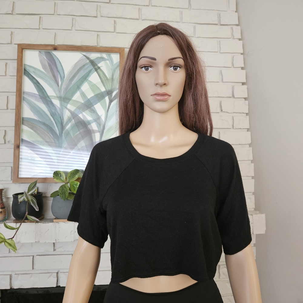 Aritzia Wilfred Free black crop t shirt short sleeves tee